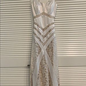White Formal Backless Sequin Evening Gown Maxi / Prom Dress